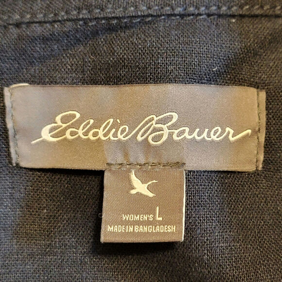 Eddie Bauer Blue Linen Blend Utility Jacket Lightweight Casual Classic Sporty L - Picture 9 of 11